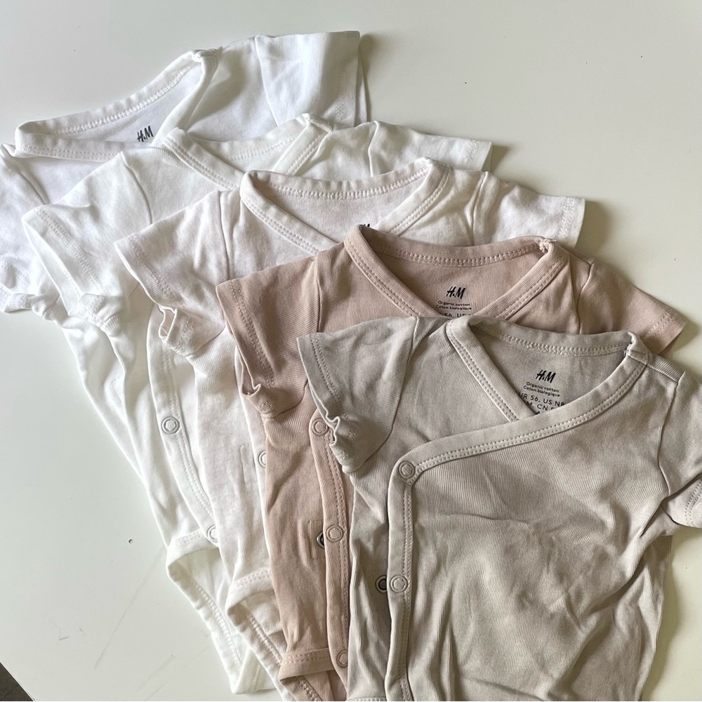 Short-Sleeve Wrap Bodysuits, Set of 5